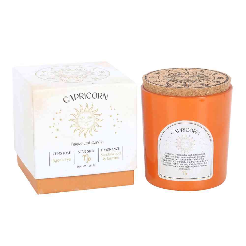 Something Different - Capricorn Sandalwood & Jasmine Gemstone Zodiac Scented Candle - Orange